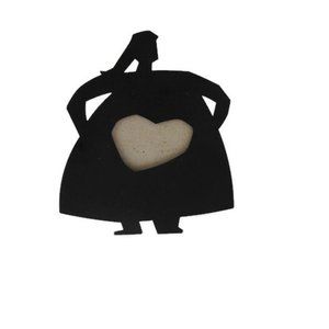 Girl Silhouette Heart Tabletop Picture Frame Black Metal